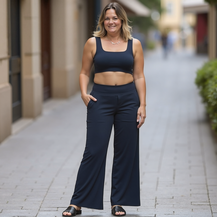 Alfreda – Pantalon taille haute à jambes larges