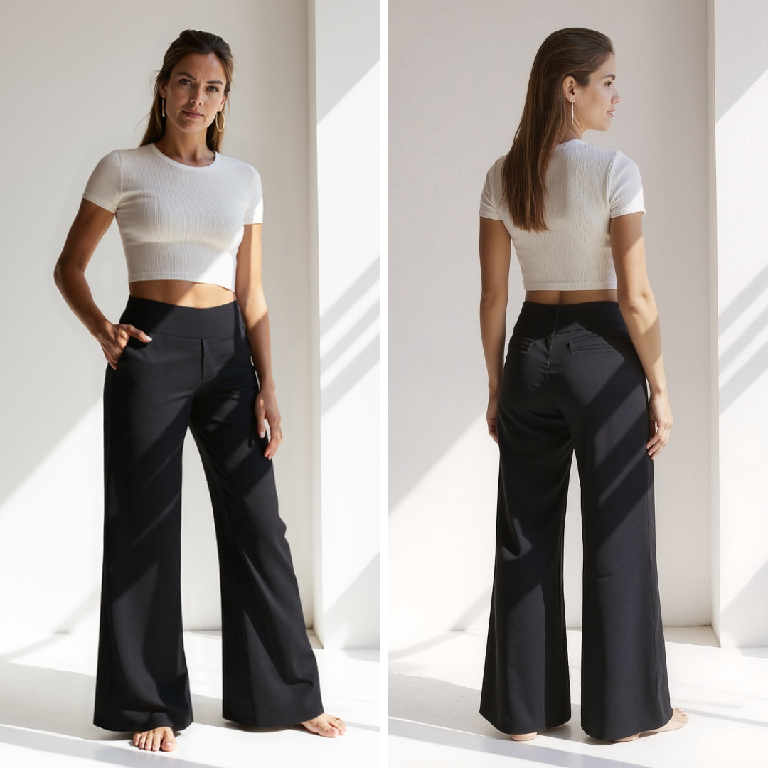 Alfreda – Pantalon taille haute à jambes larges