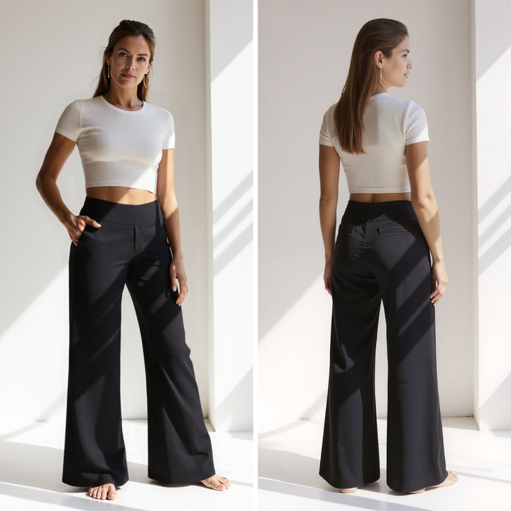 Alfreda – Pantalon taille haute à jambes larges
