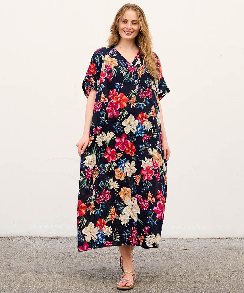 Rina - Robe caftan avec poches pour un usage quotidien