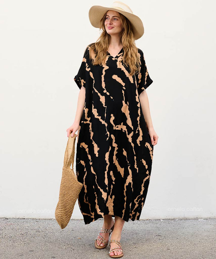 Sela - Robe caftan avec poches pour un usage quotidien