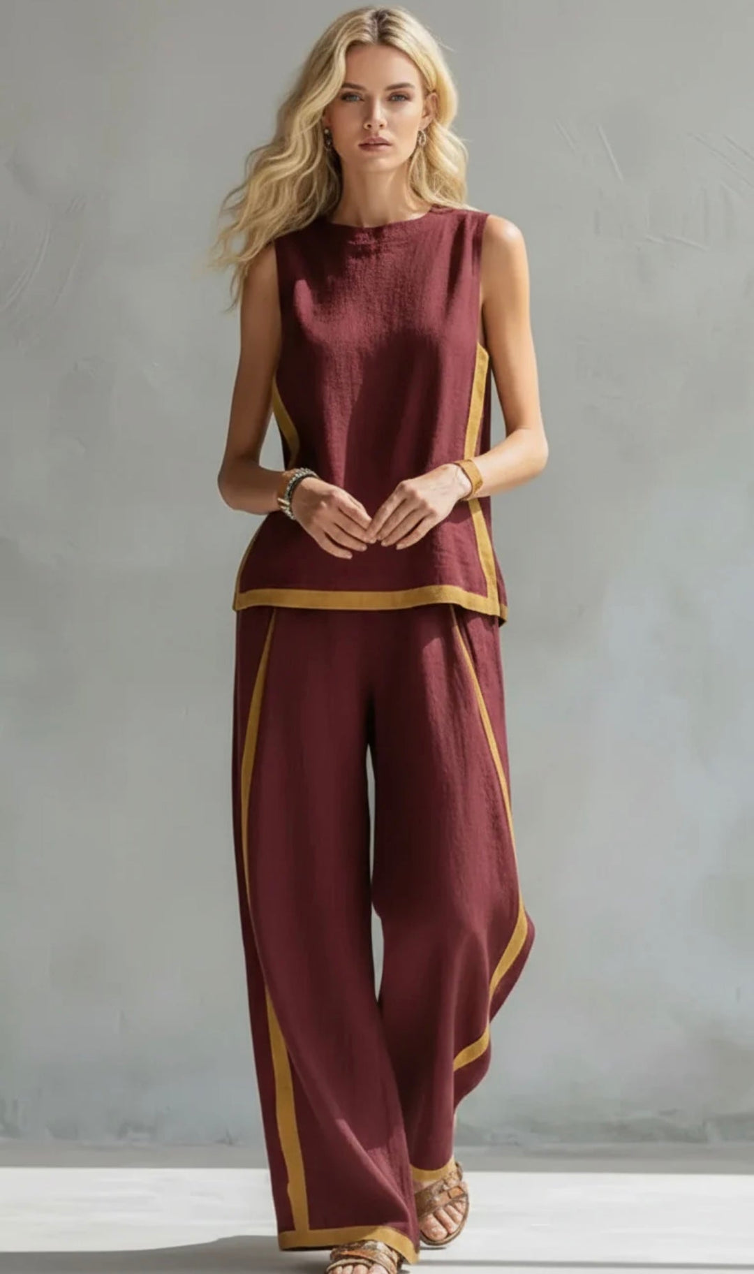 Marlène | Ensemble d'été élégant deux pièces avec jambes larges