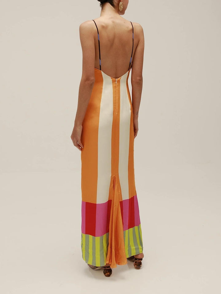 Paloma | Robe longue à rayures colorées