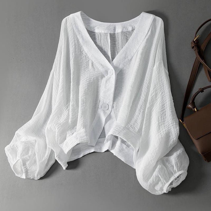 Aviela – Blouse aérienne en lin à manches chauve-souris