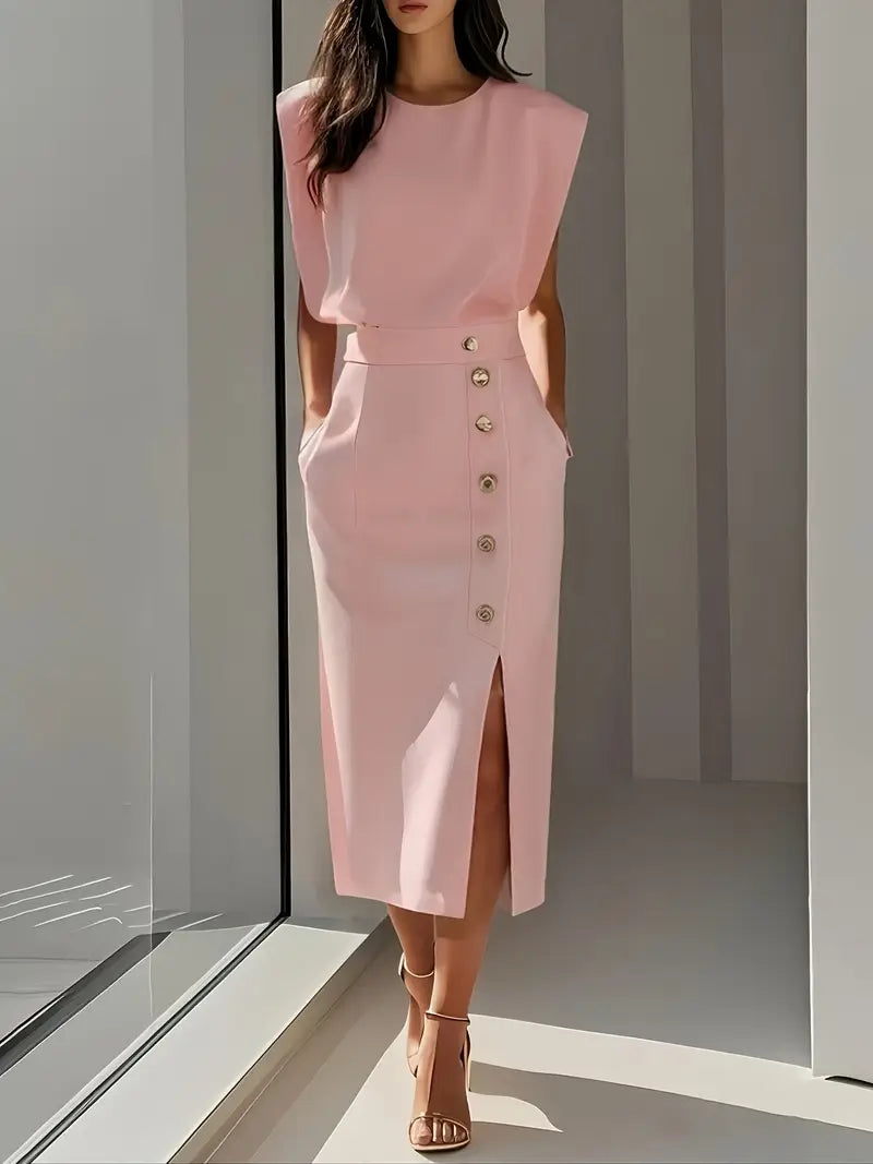 Dahlias | Robe midi avec fente latérale