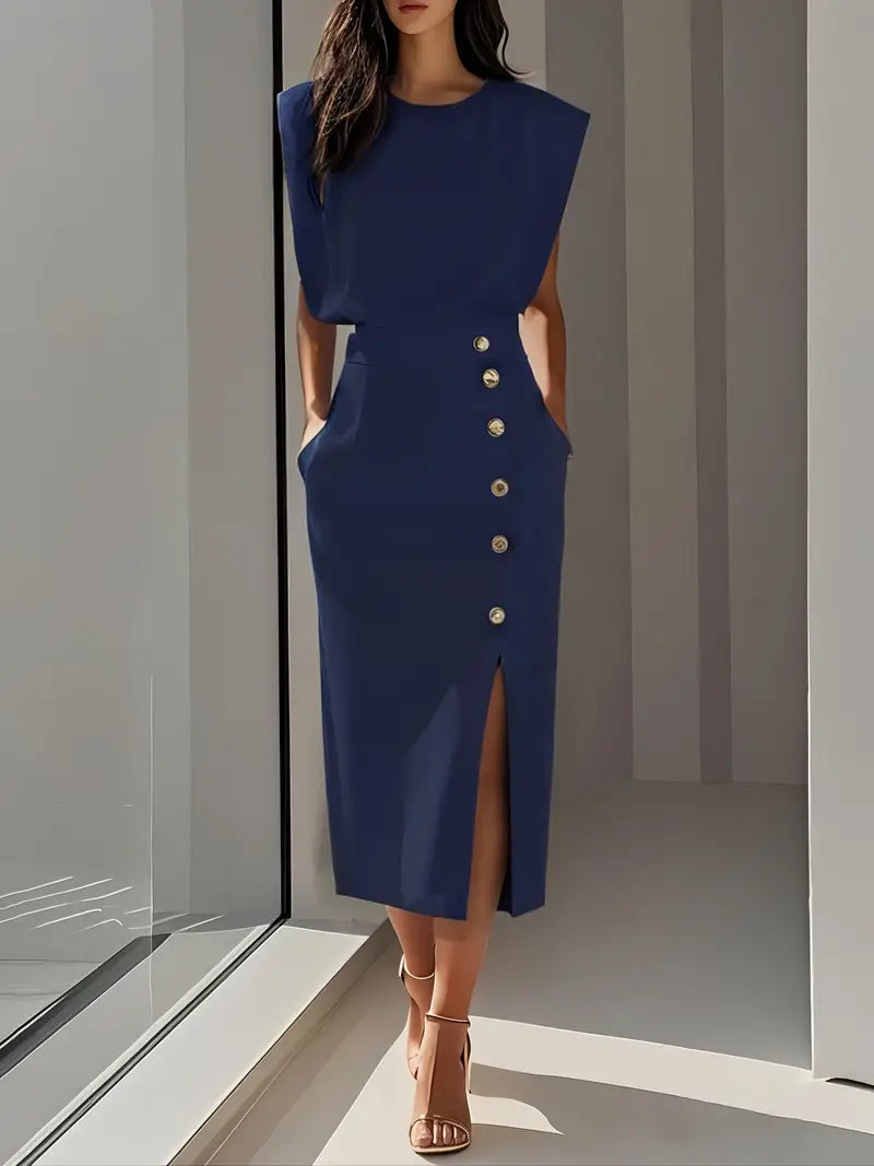Dahlias | Robe midi avec fente latérale