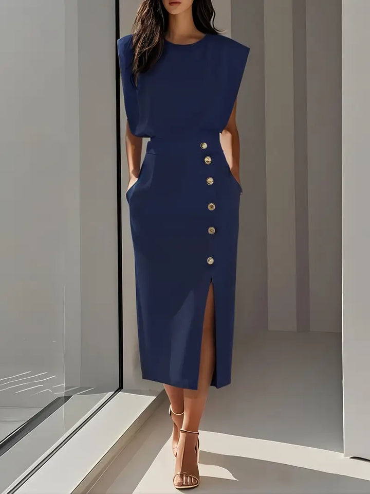 Dahlias | Robe midi avec fente latérale