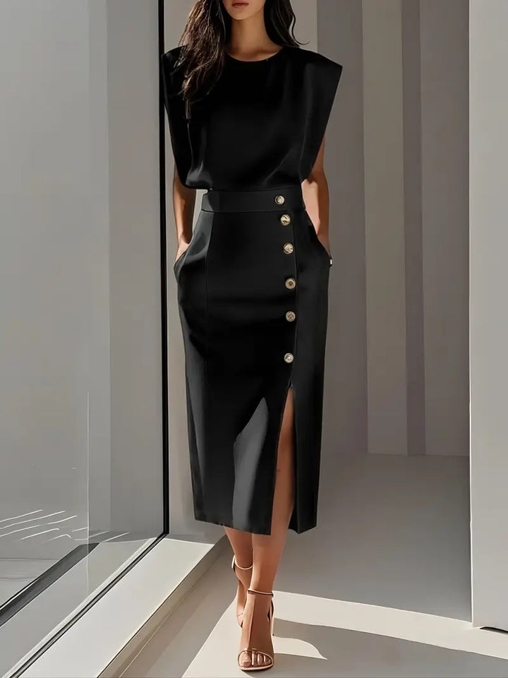 Dahlias | Robe midi avec fente latérale