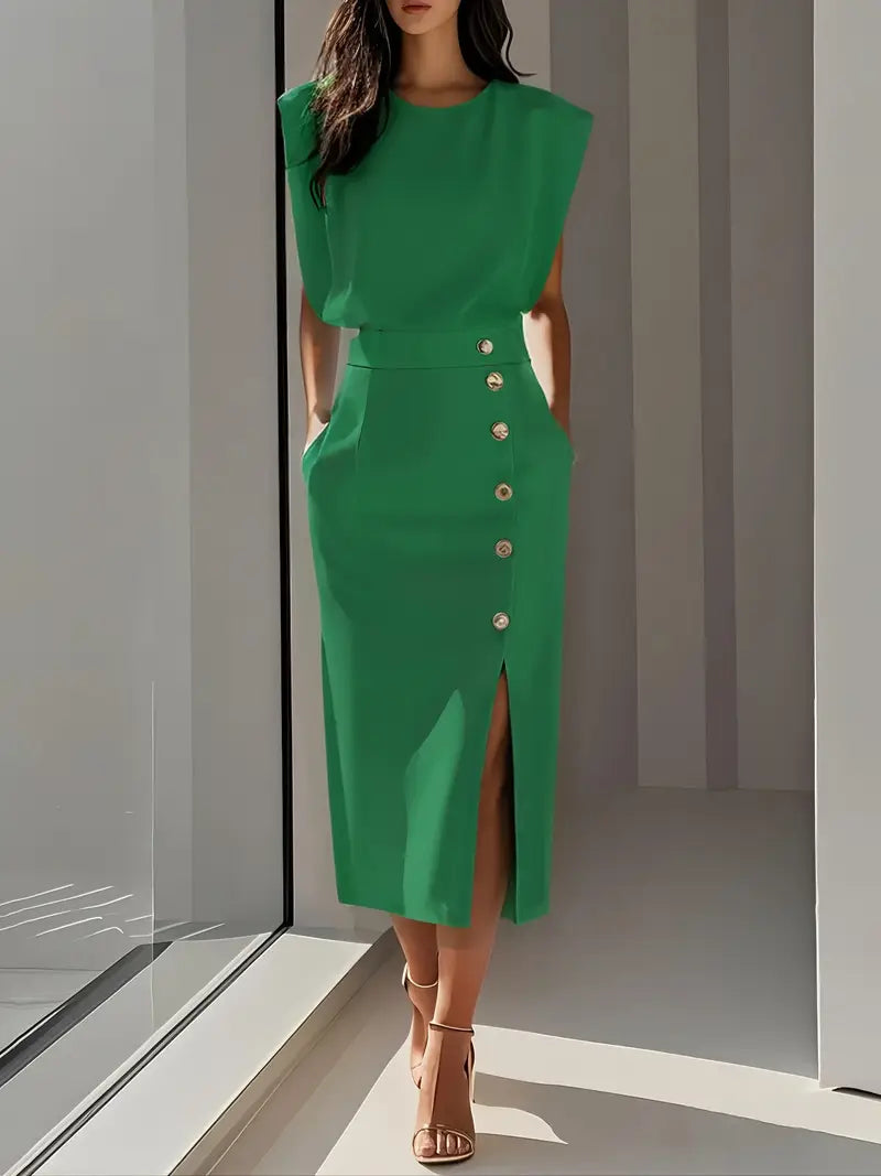 Dahlias | Robe midi avec fente latérale