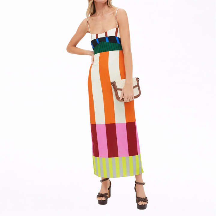 Paloma | Robe longue à rayures colorées