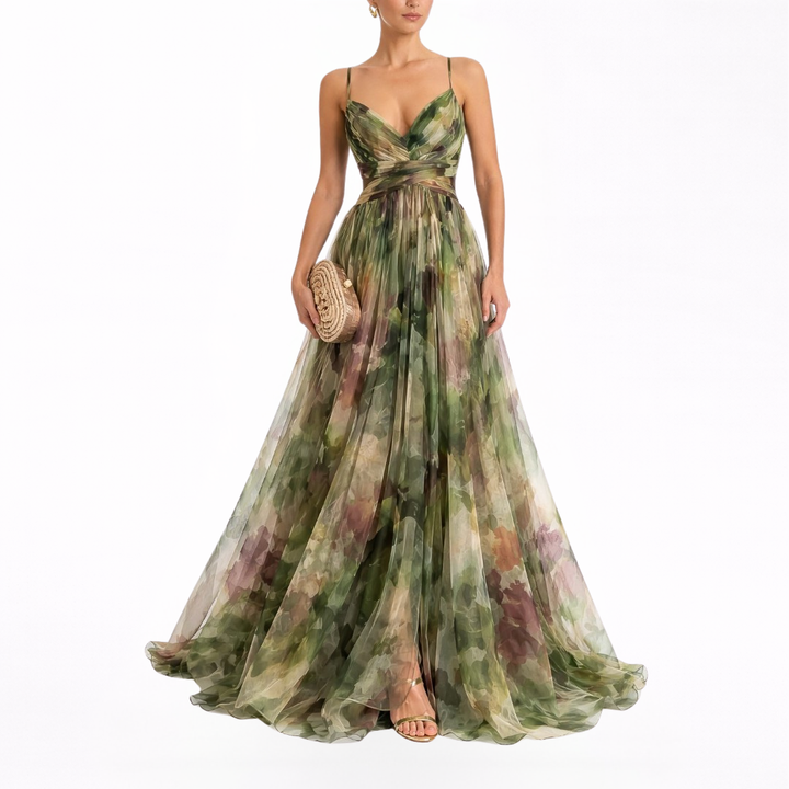 Gisèle | Charmante robe longue à motif floral