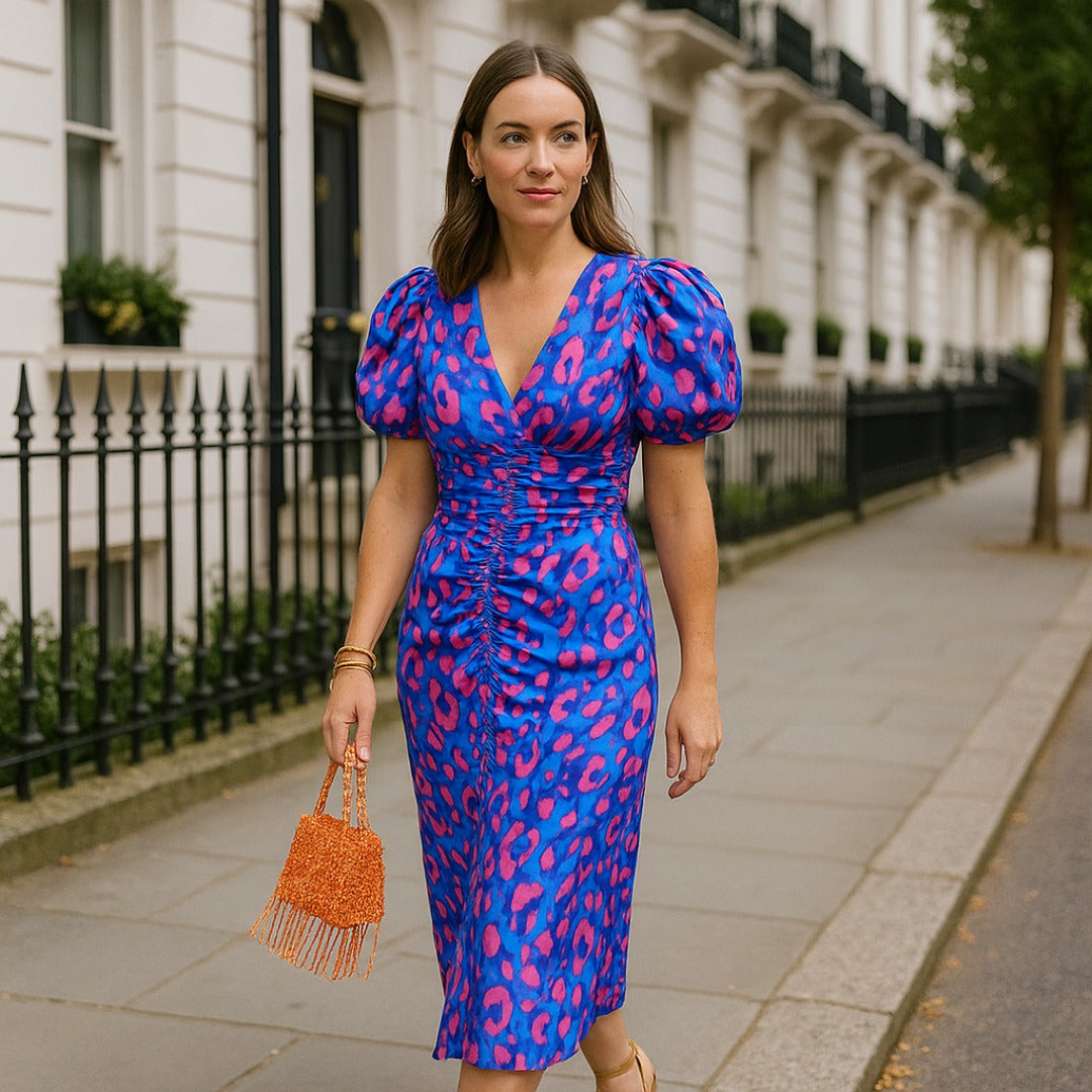 Noor™ - Robe midi à manches bouffantes