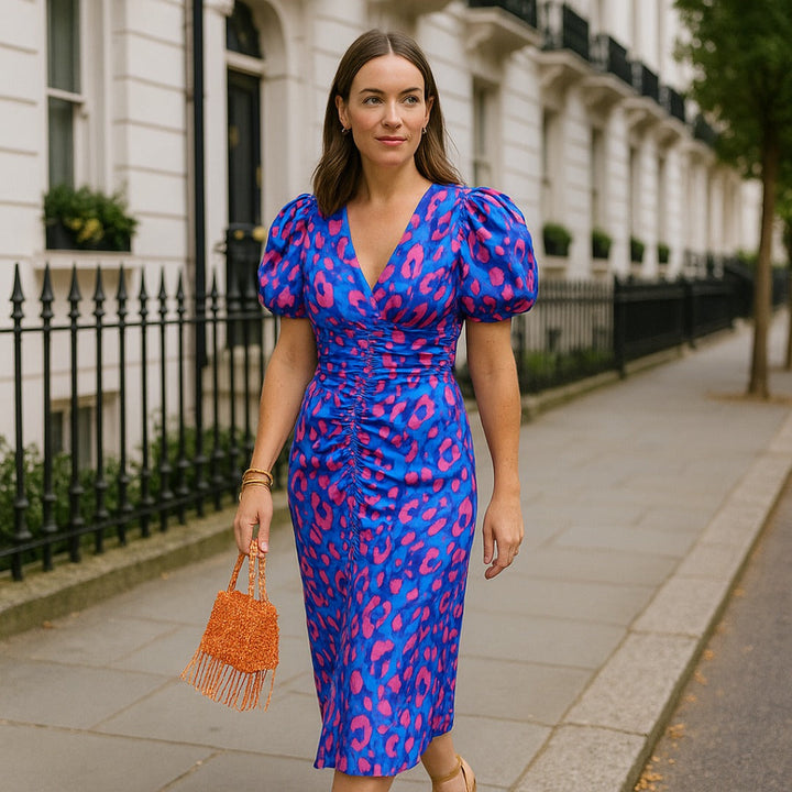 Noor™ - Robe midi à manches bouffantes