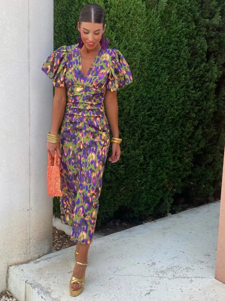 Amélie™ | Robe midi plissée vive