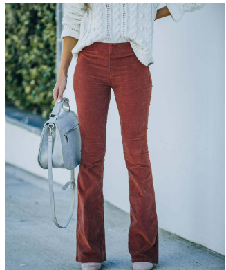 Wiwiana – Pantalon pattes d'éléphant en velours côtelé