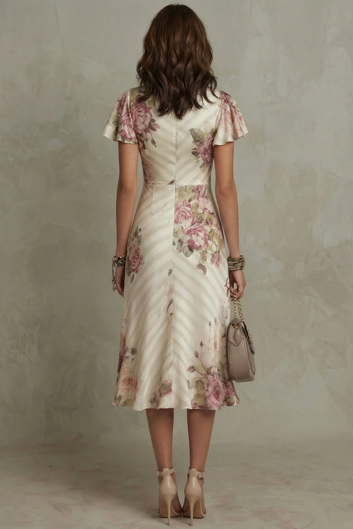 Rosavienne | Romance vintage en satin – Robe midi