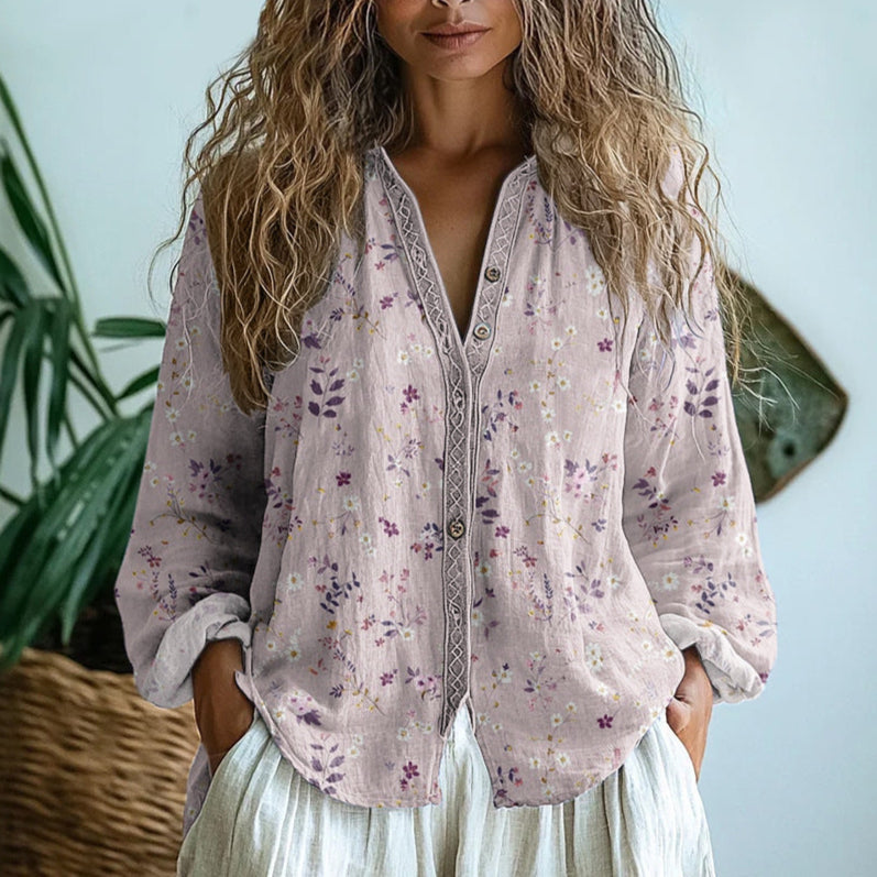 Zofira – Blouse feuilles vintage