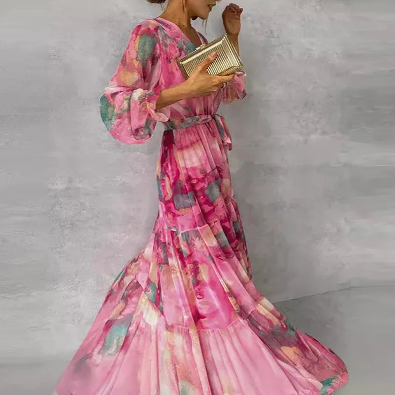 Sophie | Robe longue florale élégante pour les invités du mariage