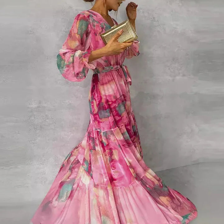 Sophie | Robe longue florale élégante pour les invités du mariage