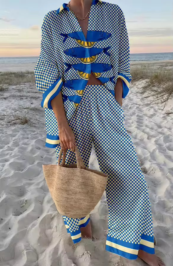 Linda | Ensemble d'été ample et élégant avec un motif