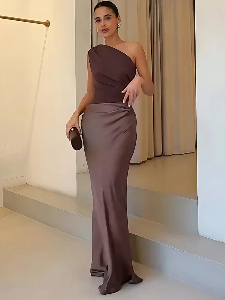 Robe longue de Wina en Satin