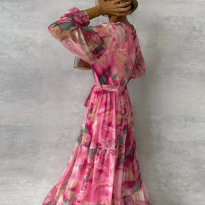 Sophie | Robe longue florale élégante pour les invités du mariage