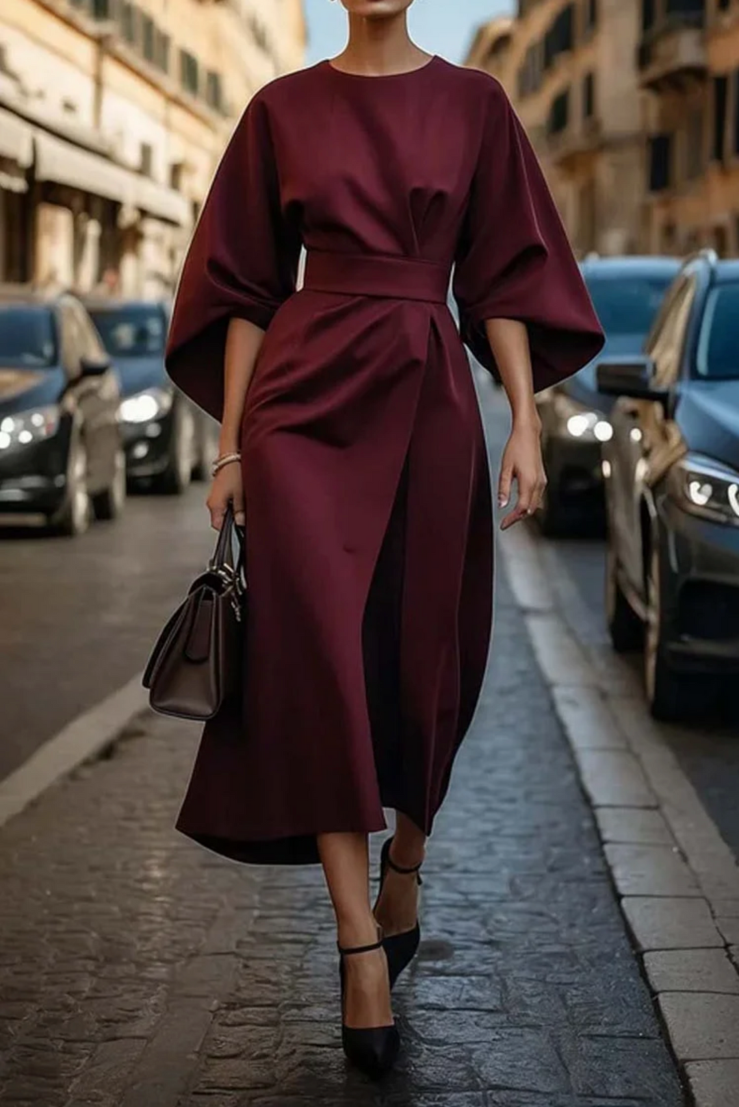 Matsliah™ | Robe élégante à manches bouffantes
