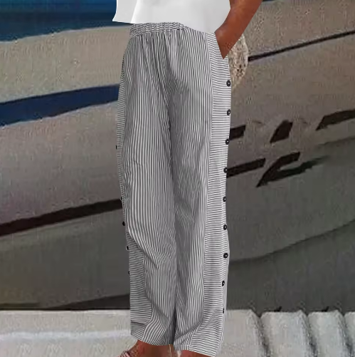 Sharon | Pantalon d'été confortable à rayures et coupe ample