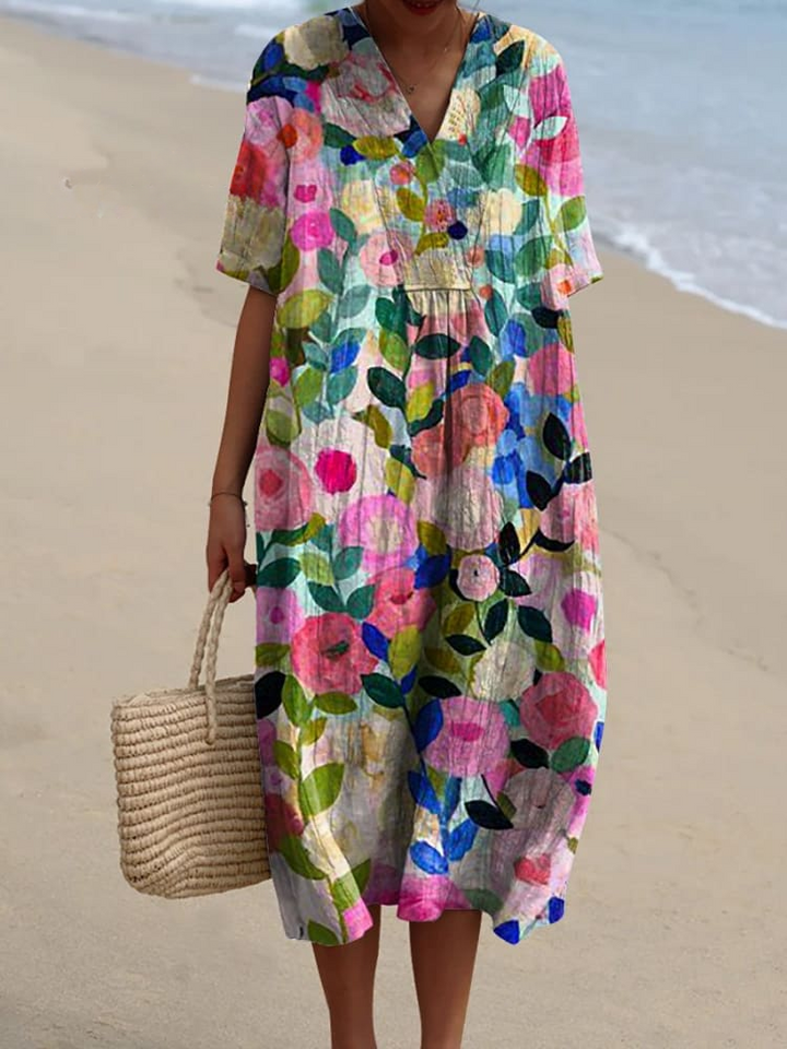 Margaret - Robe d'été à motif floral vibrant