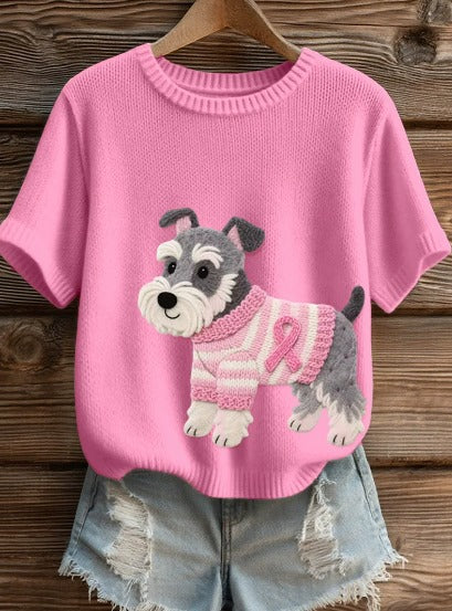 Alwina – T-shirt solidaire rose avec un chien