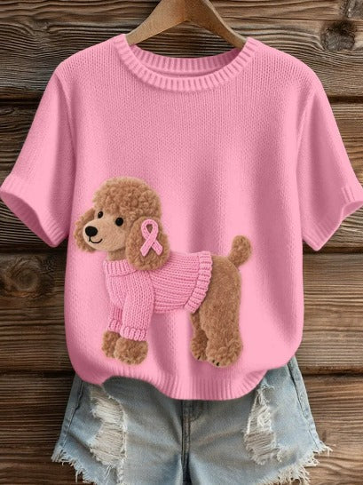 Alwina – T-shirt solidaire rose avec un chien
