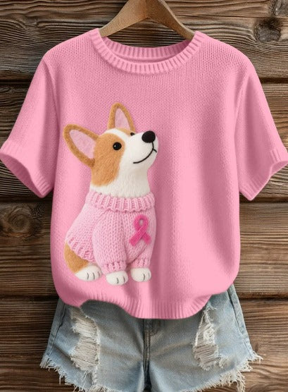 Alwina – T-shirt solidaire rose avec un chien