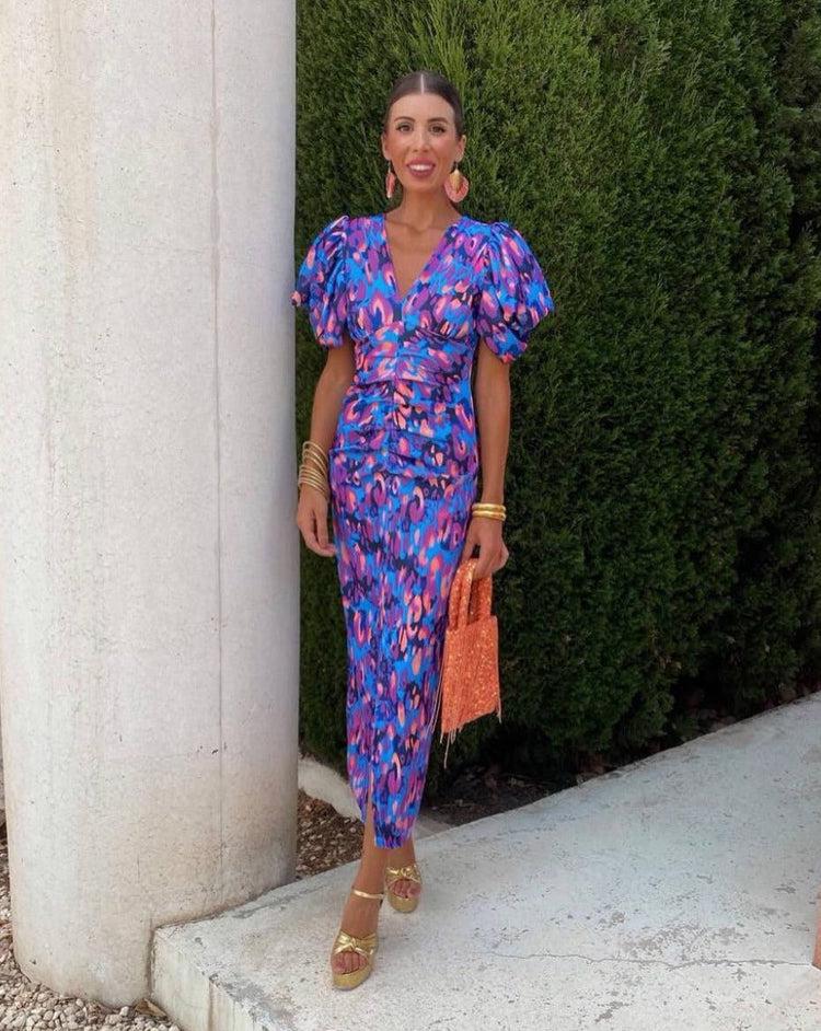 Noor™ - Robe midi à manches bouffantes