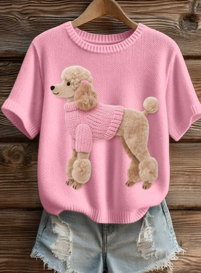 Alwina – T-shirt solidaire rose avec un chien
