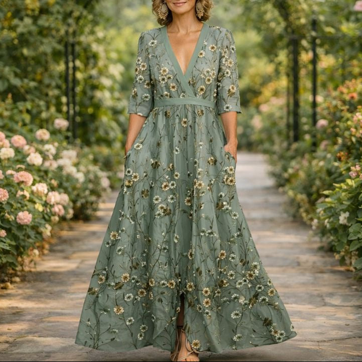 Mila™ - Robe longue douce avec décolleté en V