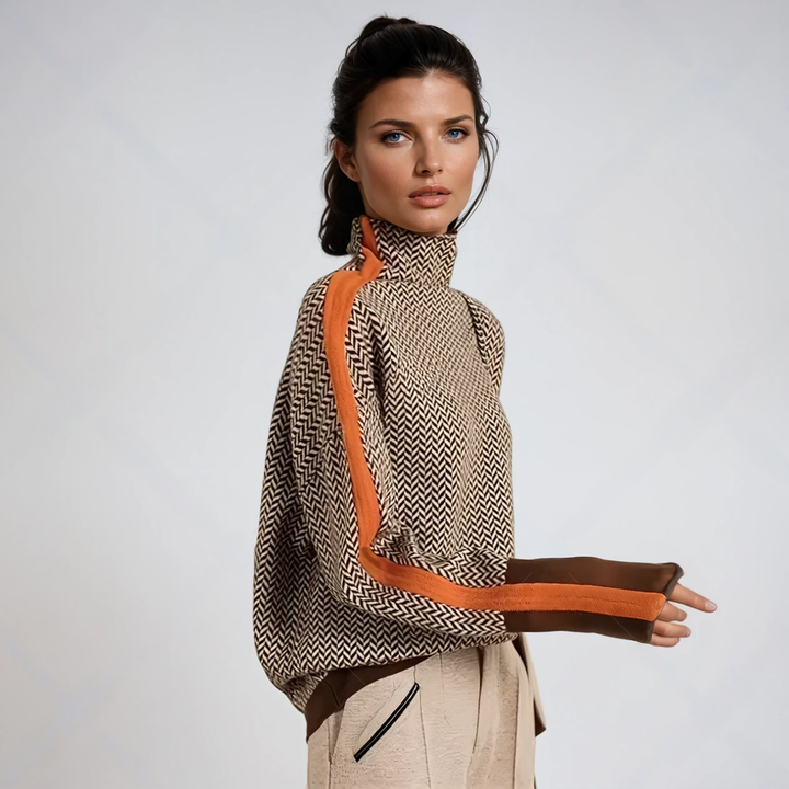 Regina – Pull col montant à rayures contrastées