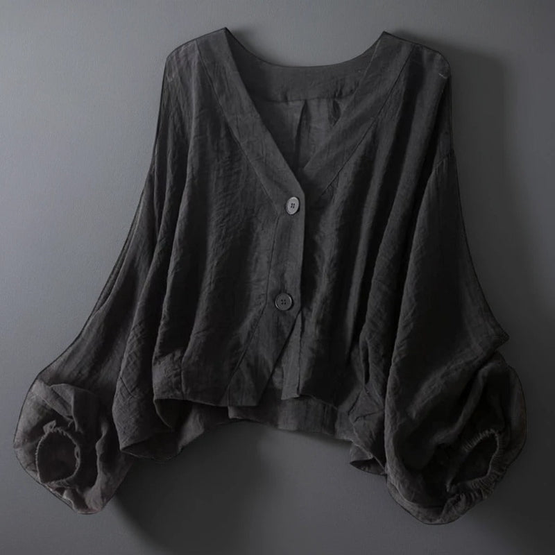 Aviela – Blouse aérienne en lin à manches chauve-souris