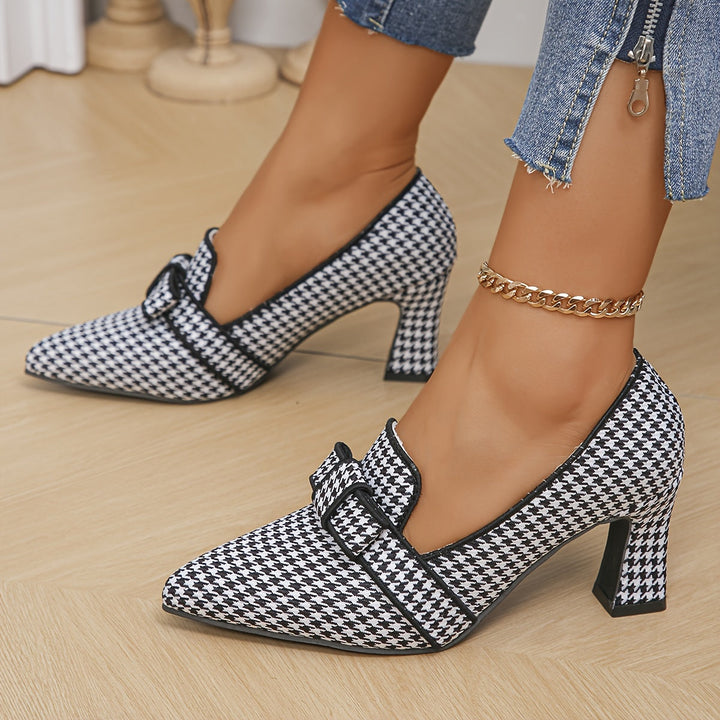 Queniva – Escarpins classiques pied-de-poule avec semelle intérieure confortable