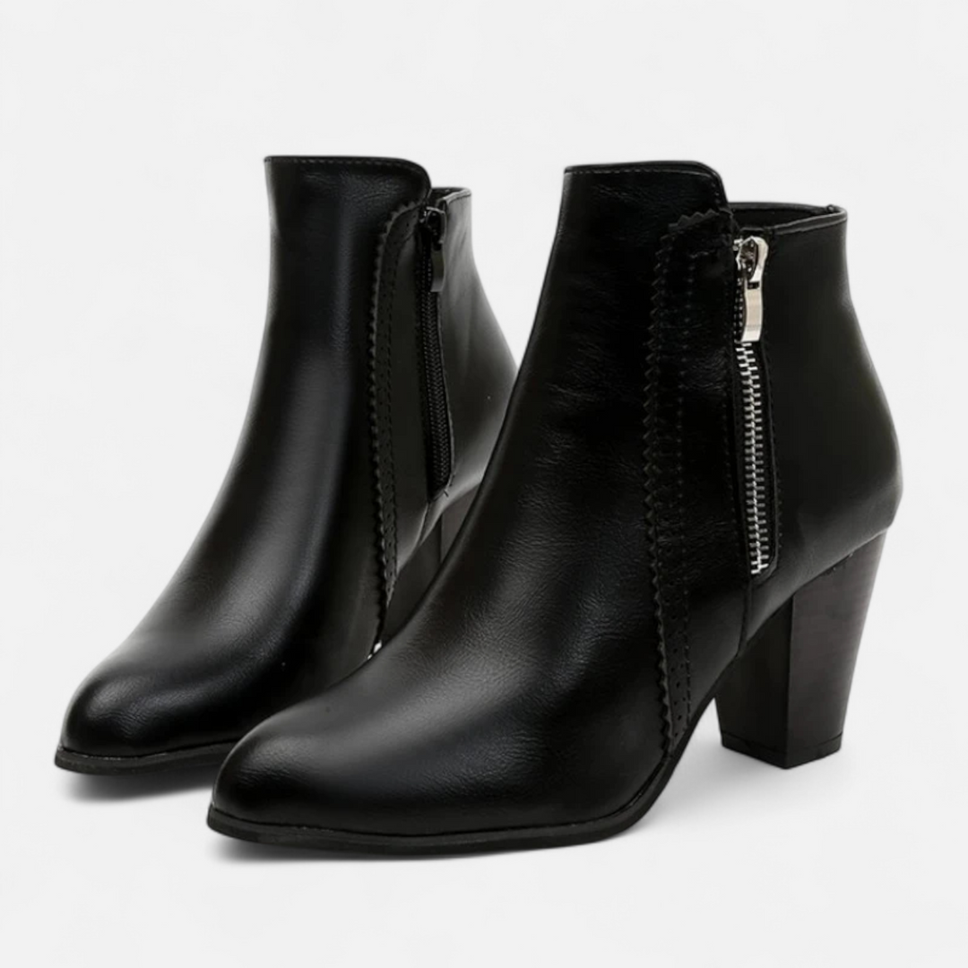 Élowen | Bottines rétro à talons hauts avec fermeture éclair latérale
