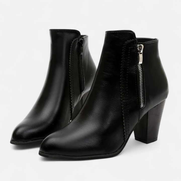 Élowen | Bottines rétro à talons hauts avec fermeture éclair latérale