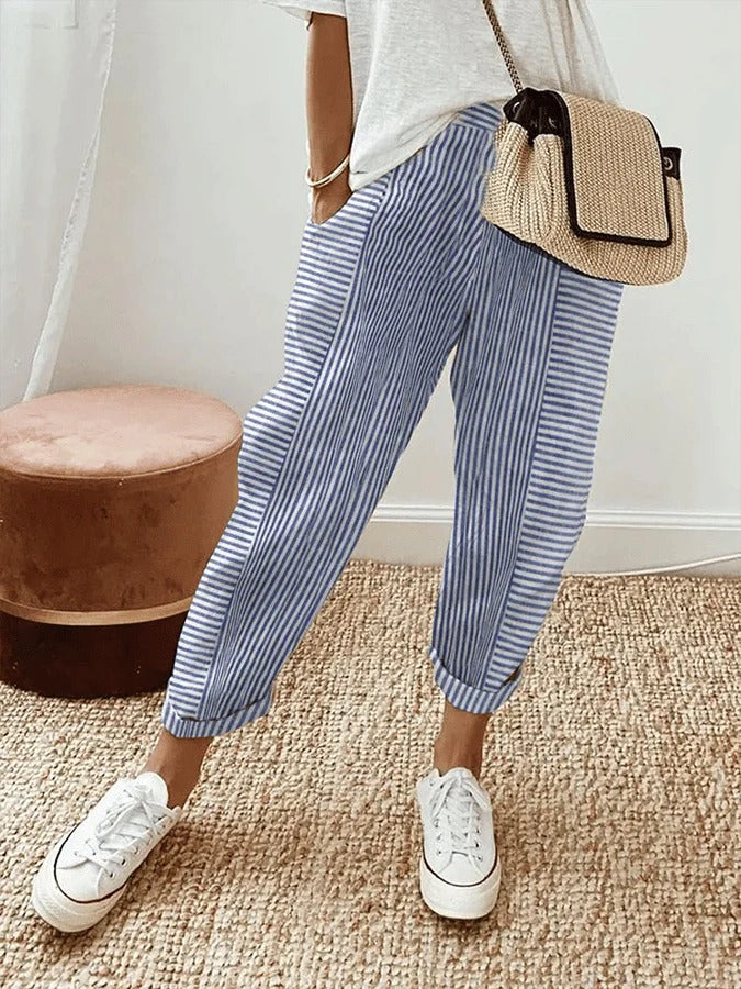 Amynelle | Pantalon d'été court ample à rayures