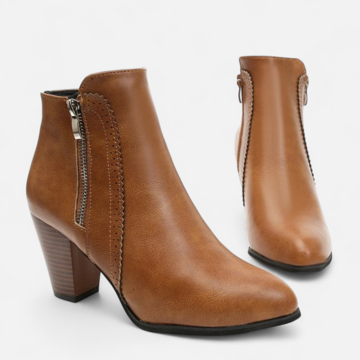 Élowen | Bottines rétro à talons hauts avec fermeture éclair latérale