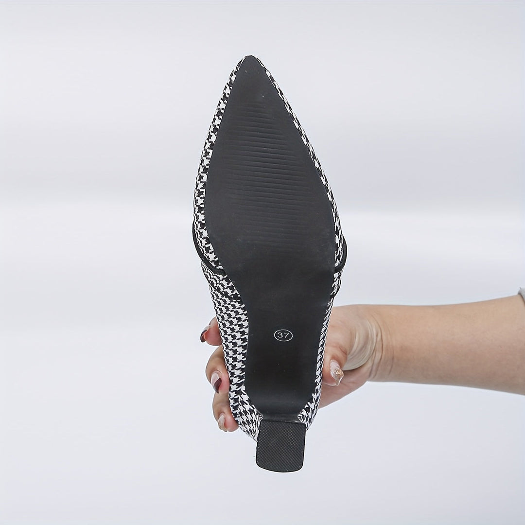Queniva – Escarpins classiques pied-de-poule avec semelle intérieure confortable