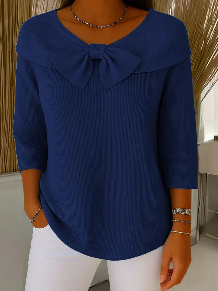 Serenna – Pull femme avec nœud et encolure ronde