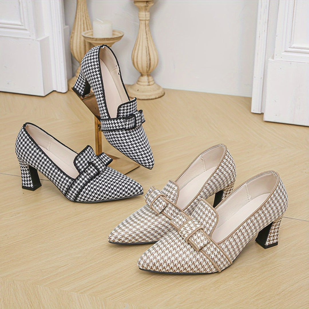 Queniva – Escarpins classiques pied-de-poule avec semelle intérieure confortable