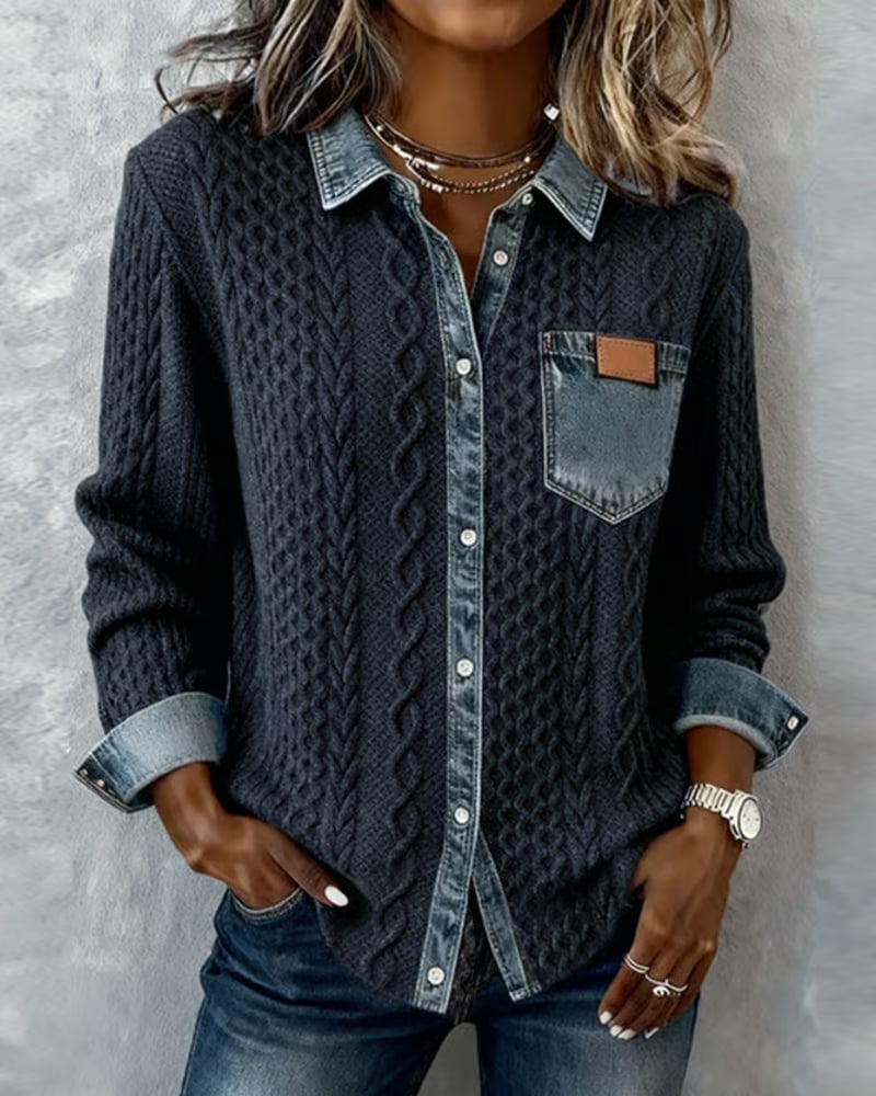 Thalira – Chemise décontractée patchwork