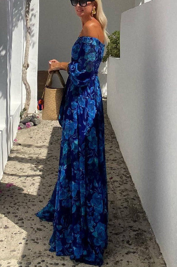 Luna™ | Robe longue à motif fleuri et épaules nues