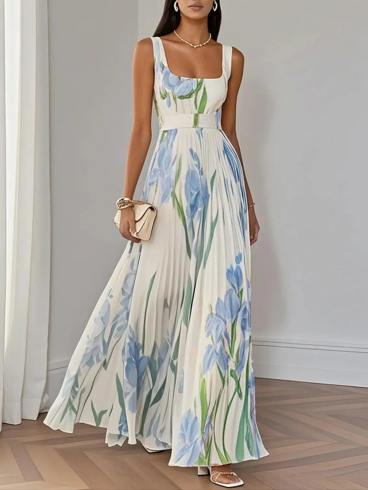 Yara™ - Robe longue plissée en mousseline de soie