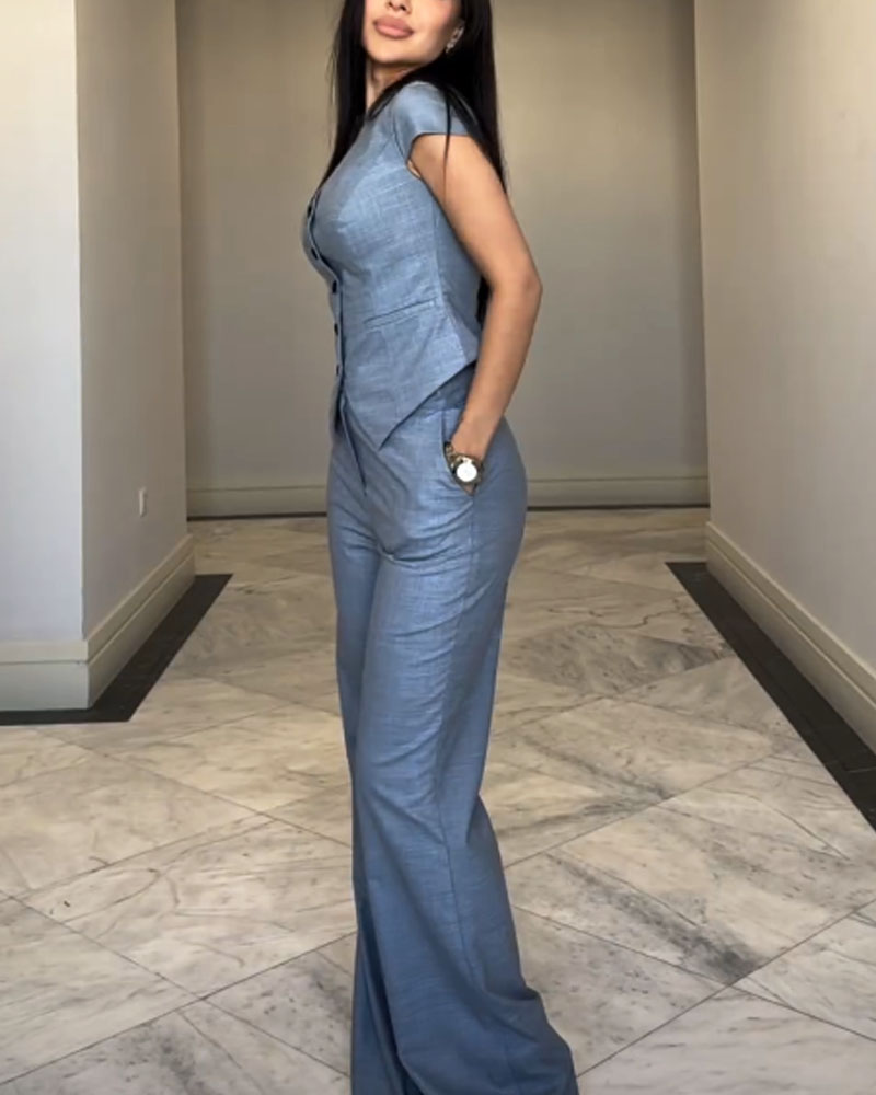 Laura - Ensemble blouse et pantalon en lin