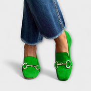 Verona | Mocassins Suédés Vert Éclat